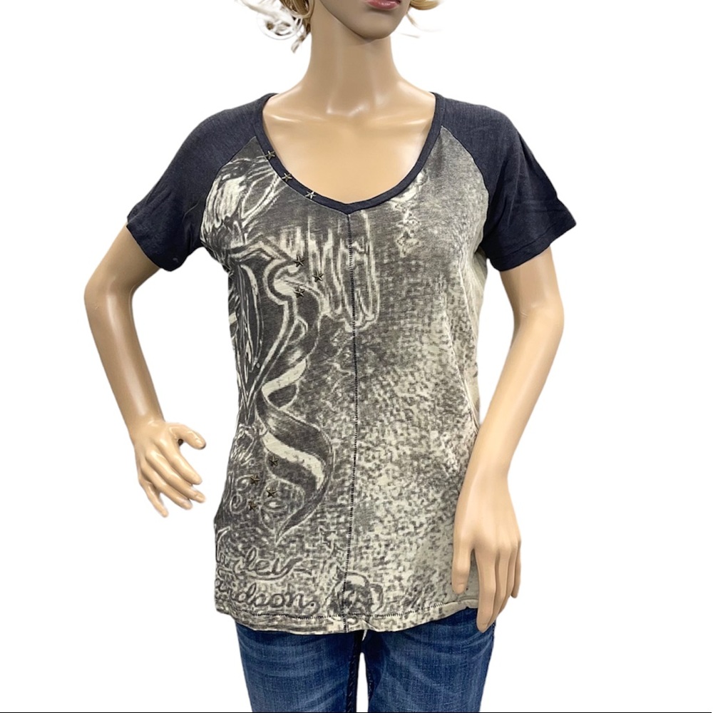 HARLEY-DAVIDSON V-Neck Woman’s Short Sleeve Tee Shirt Size Small